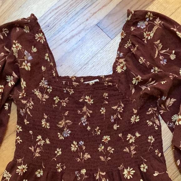 Madewell Lucie Smocked Square Neck Cotton Blouse Dark Merlot size 6 - Picture 4 of 11